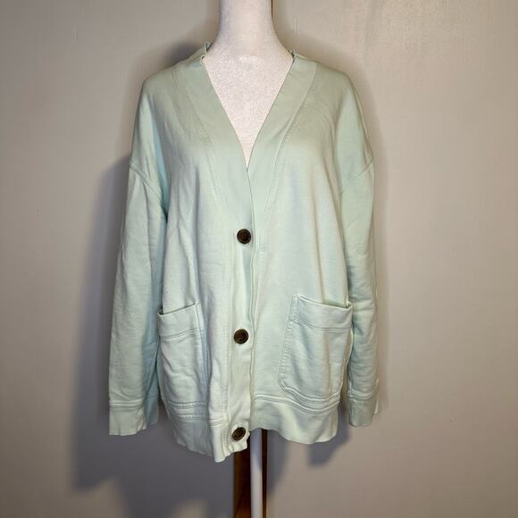 Vince. light seafoam blue long sleeve cotton cardigan size M - Picture 2 of 11